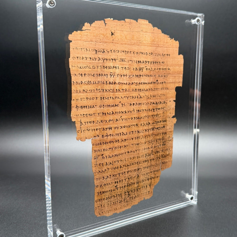 Papyrus 46 (𝒫46) Manuscript Replica | Romans 8:15–35 | Front & Back Acrylic Display