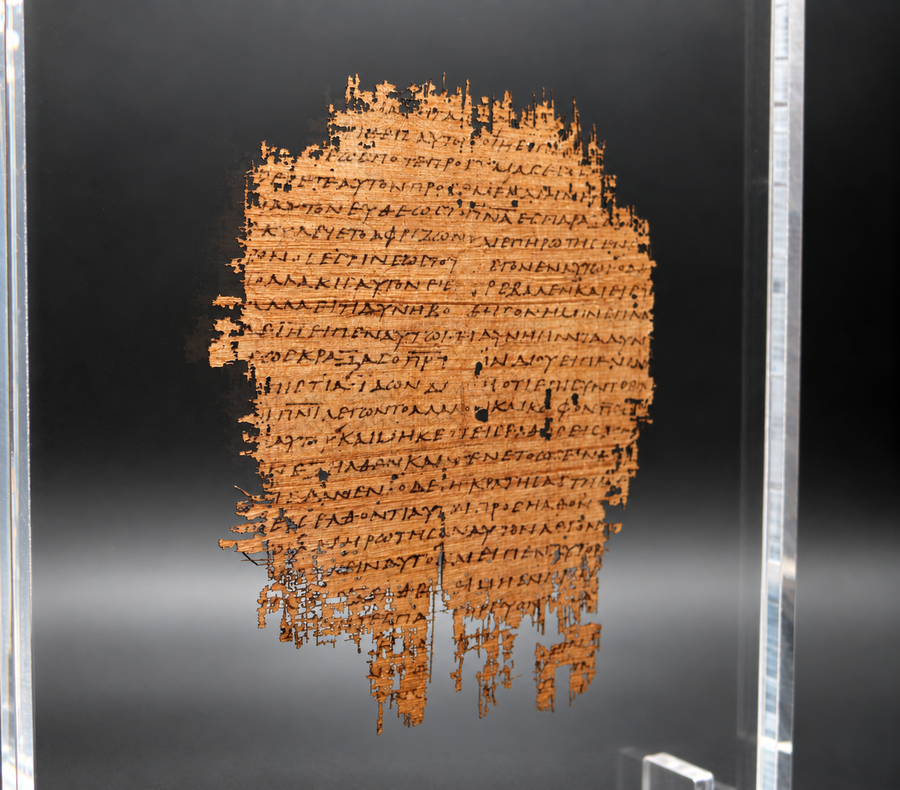 Papyrus 45 (𝒫45) Manuscript Replica | Mark 8:34–9:9 & 9:18–31 | The Chester Beatty Gospels | Front & Back Acrylic Display