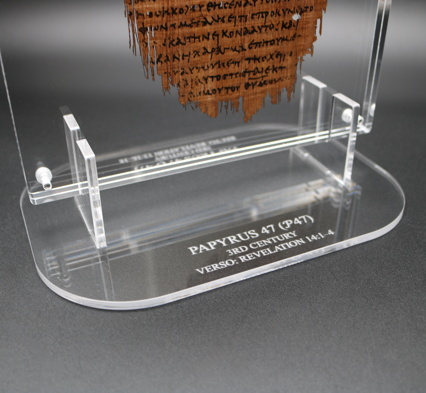 Papyrus 47 (𝒫47) Manuscript Replica | Revelation 13–14 | Front & Back Acrylic Display