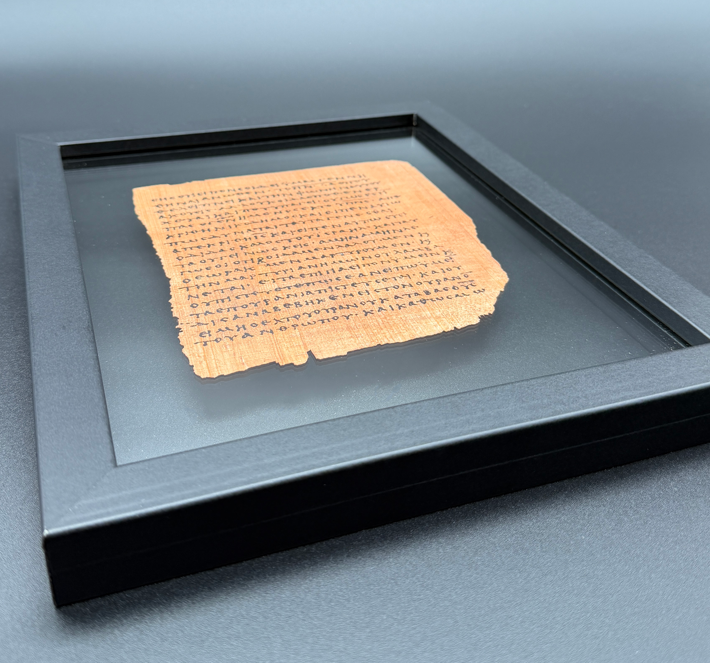 Papyrus 66 (𝒫66) Manuscript Replica | John 3:7-14 & 3:14-20 | Front & Back Glass Display