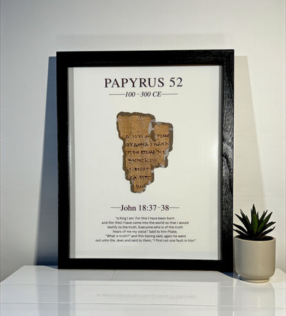 Papyrus 52 (P52) Manuscript Replica 5x7 w/Mat Board | Reversible Front and Back Framed Display