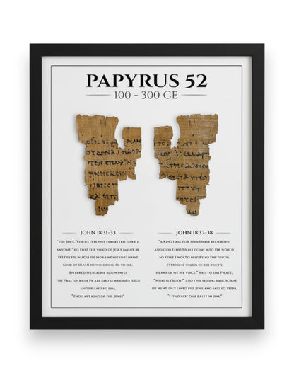 Papyrus 52 (𝔓52) — Framed Biblical Manuscript Print