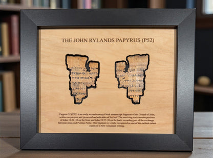 Papyrus 52 (P52) Manuscript Facsimile Framed with Real Wood Matting