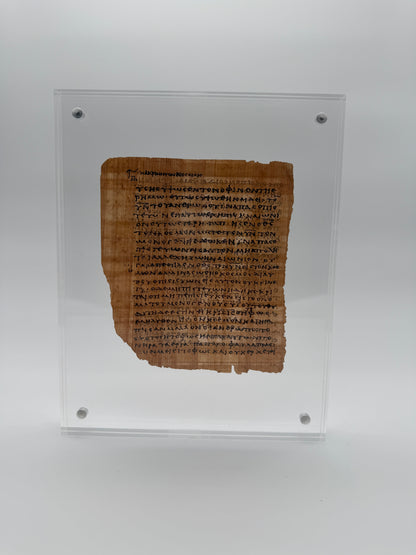 Papyrus 66 (𝒫66) Manuscript Replica | John 3:7-14 & 3:14-20  | Front & Back Acrylic Display