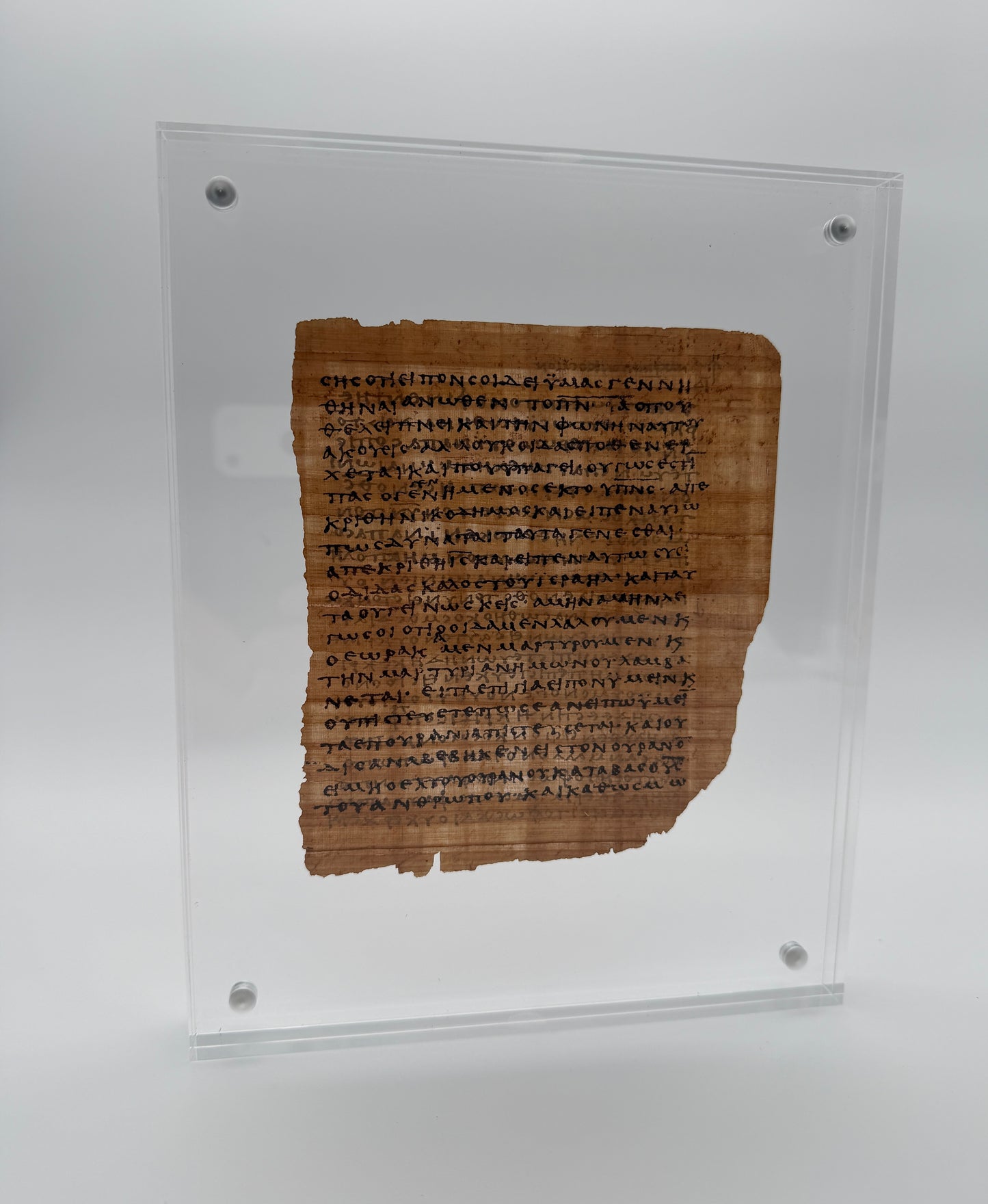 Papyrus 66 (𝒫66) Manuscript Replica | John 3:7-14 & 3:14-20  | Front & Back Acrylic Display