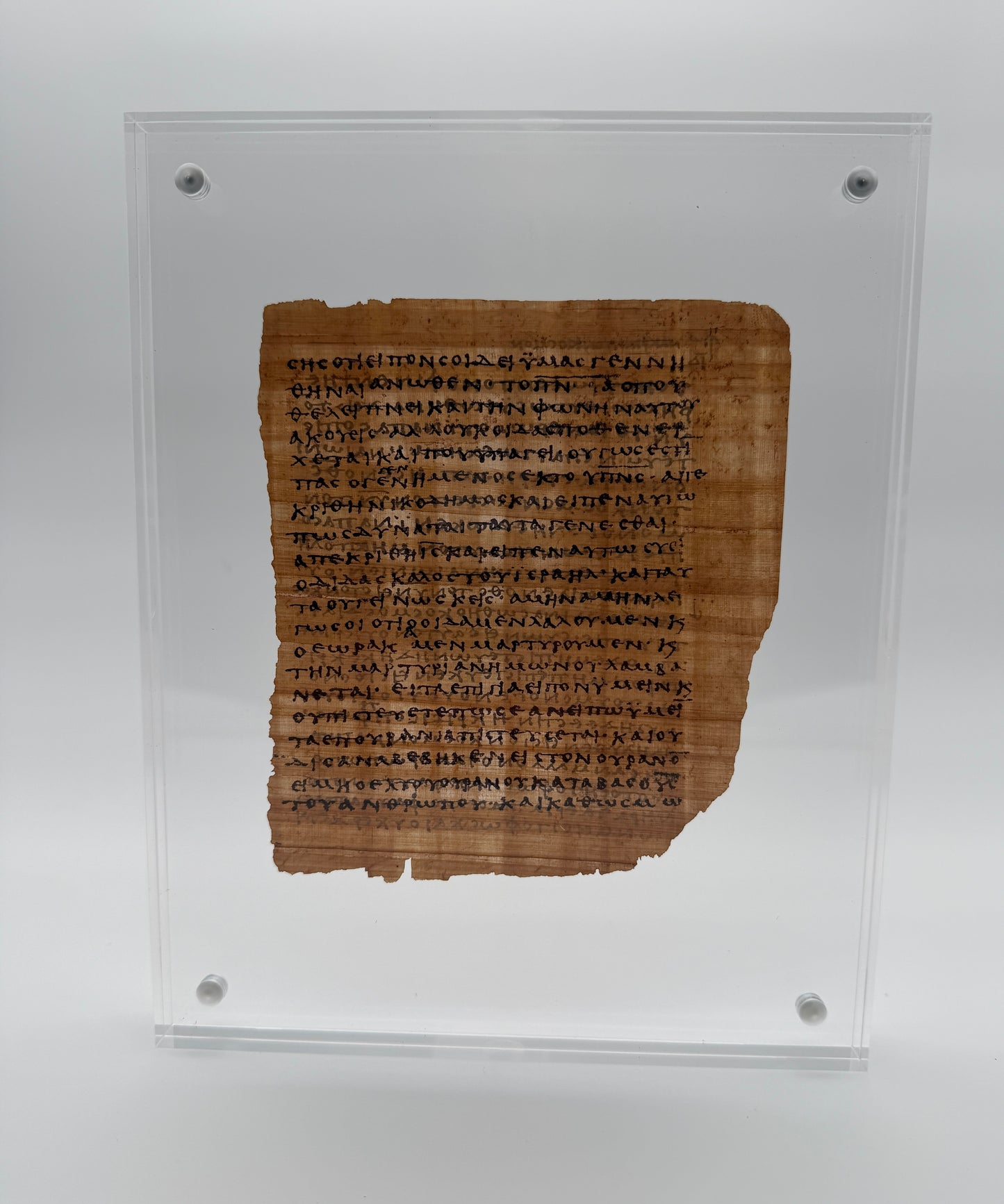 Papyrus 66 (𝒫66) Manuscript Replica | John 3:7-14 & 3:14-20  | Front & Back Acrylic Display
