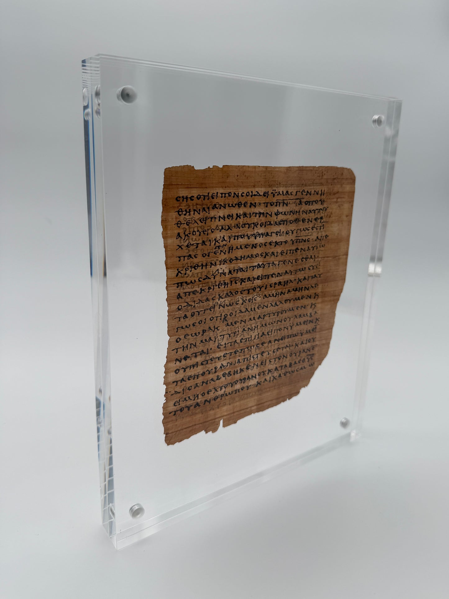 Papyrus 66 (𝒫66) Manuscript Replica | John 3:7-14 & 3:14-20  | Front & Back Acrylic Display