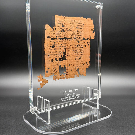 Papyrus 1 (𝒫1) | Matthew 1:1-20 | Front & Back Acrylic Display | MS X WH