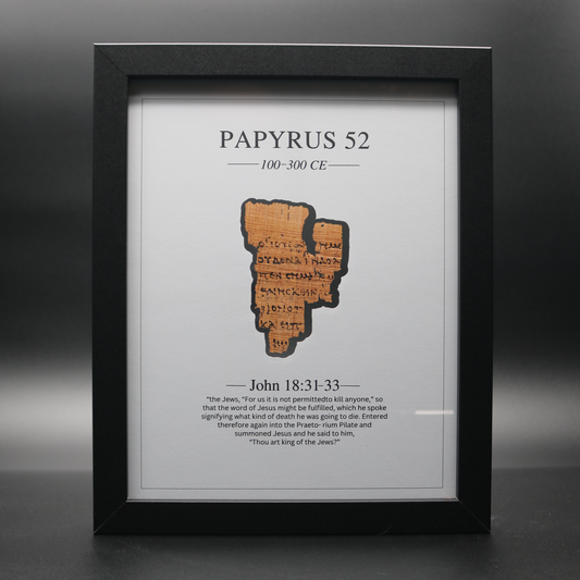 Papyrus 52 (P52) Manuscript Replica 8x10 w/Mat Board | Reversible Front and Back Framed Display