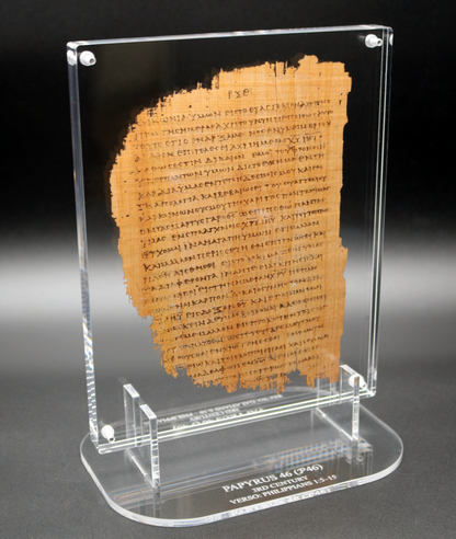 Papyrus 46 (𝒫46) Manuscript Replica | Galatians 6 → Philippians 1 | Front & Back Acrylic Display