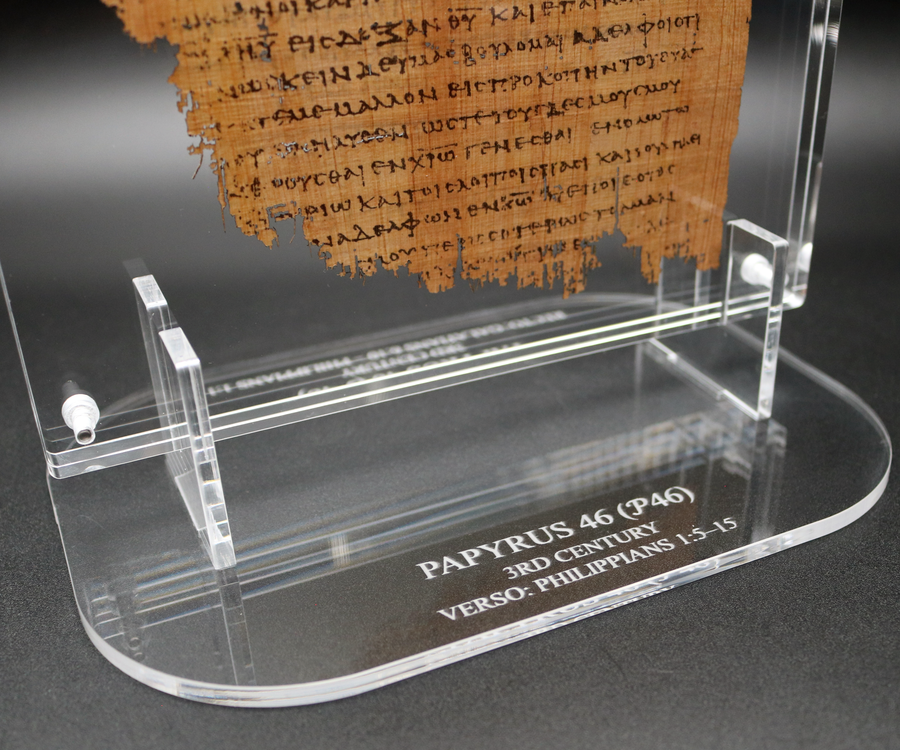 Papyrus 46 (𝒫46) Manuscript Replica | Galatians 6 → Philippians 1 | Front & Back Acrylic Display