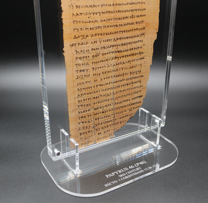 Papyrus 46 (𝒫46) Manuscript Replica | 1 Corinthians 13 — The Love Chapter | Front & Back Acrylic Display