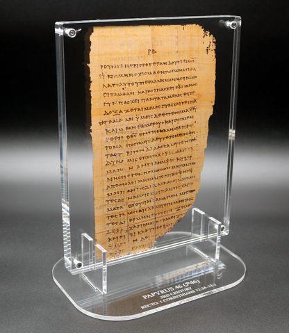 Papyrus 46 (𝒫46) Manuscript Replica | 1 Corinthians 13 — The Love Chapter | Front & Back Acrylic Display
