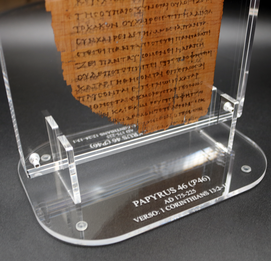 Papyrus 46 (𝒫46) Manuscript Replica | 1 Corinthians 13 — The Love Chapter | Front & Back Acrylic Display