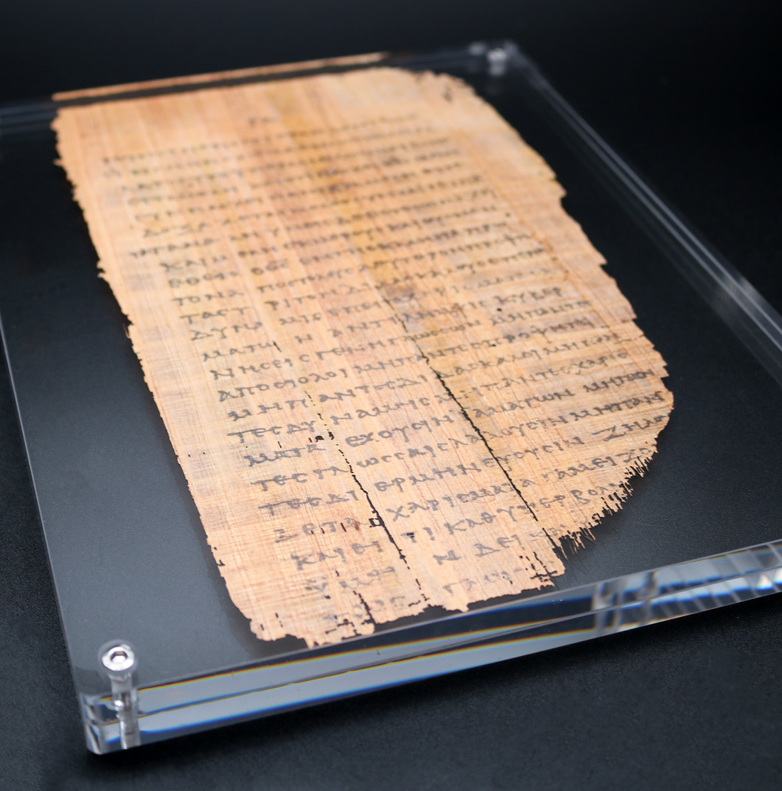 Papyrus 46 (𝒫46) Manuscript Replica | 1 Corinthians 13 — The Love Chapter | Front & Back Acrylic Display
