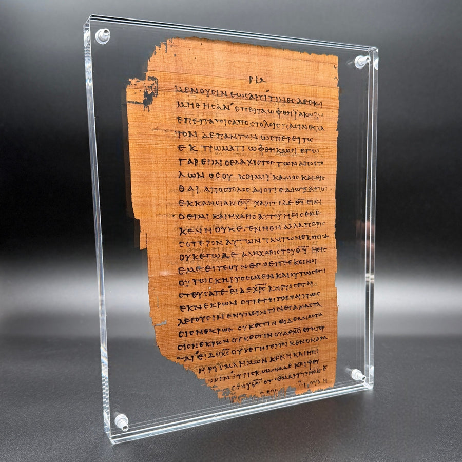 Papyrus 46 (𝒫46) Manuscript Replica | MS x Sean McDowell | 1 Corinthians 14:34–15:15 | Front & Back Acrylic Display