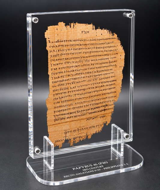 Papyrus 46 (𝒫46) Manuscript Replica | Galatians 6 → Philippians 1 | Front & Back Acrylic Display
