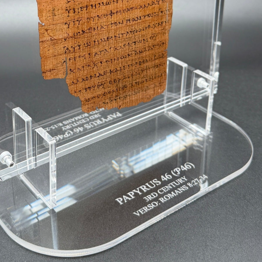Papyrus 46 (𝒫46) Manuscript Replica | Romans 8:15–35 | Front & Back Acrylic Display