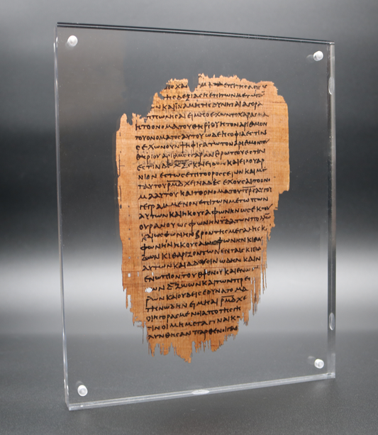 Papyrus 47 (𝒫47) Manuscript Replica | Revelation 13–14 | Front & Back Acrylic Display