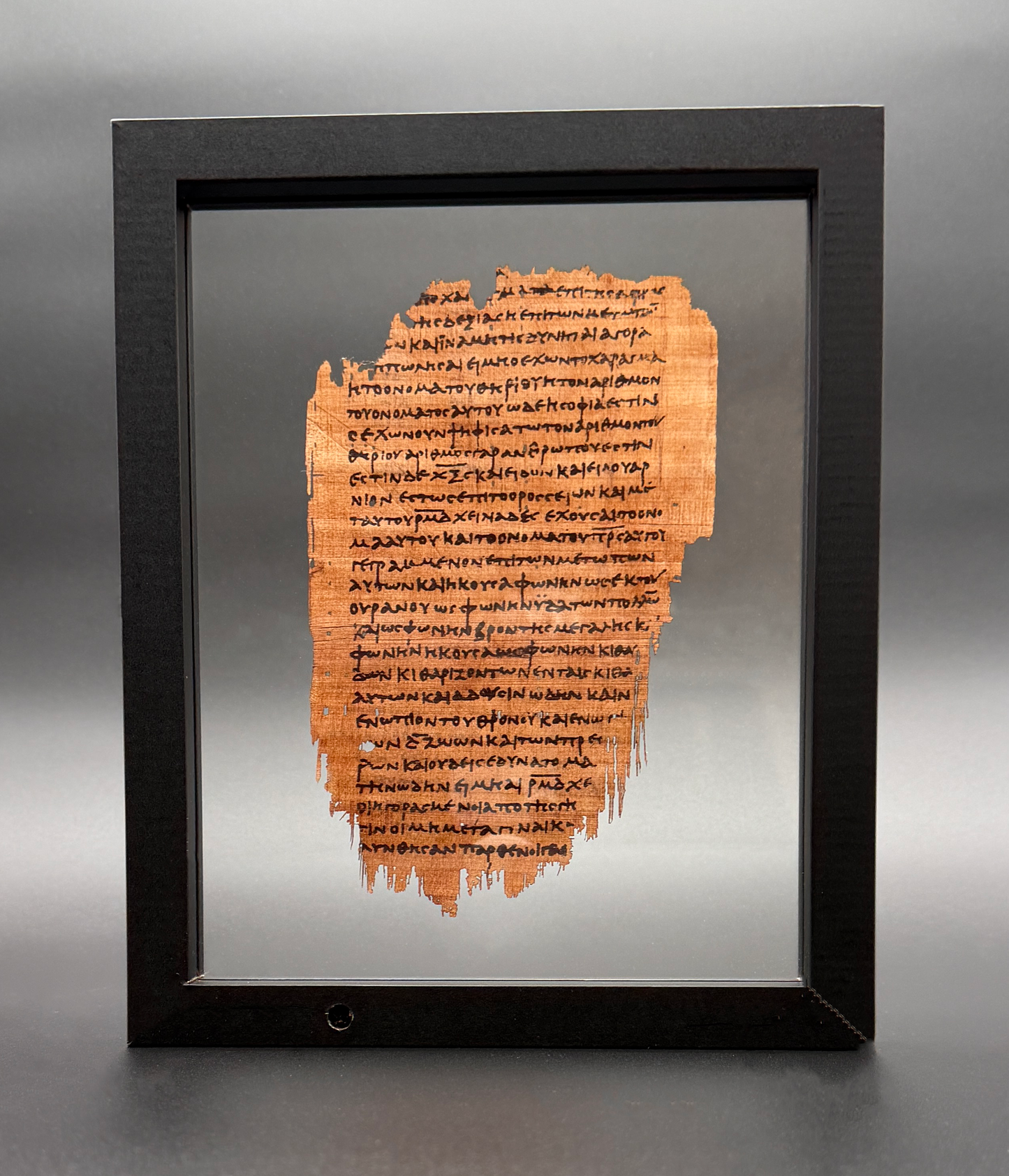 Papyrus 47 (𝒫47) Manuscript Replica | Revelation 13–14 | Front & Back Glass Display