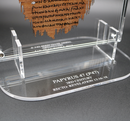 Papyrus 47 (𝒫47) Manuscript Replica | Revelation 13–14 | Front & Back Acrylic Display