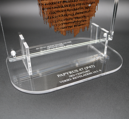 Papyrus 47 (𝒫47) Manuscript Replica | Revelation 13–14 | Front & Back Acrylic Display