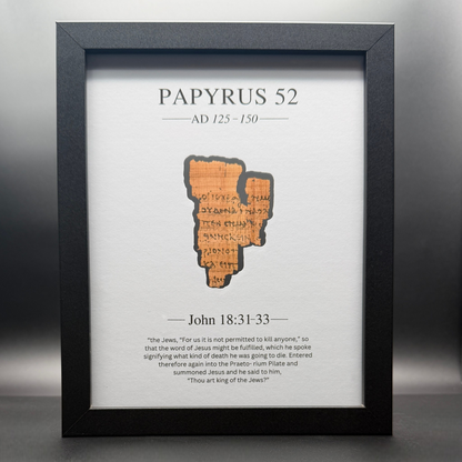 Papyrus 52 (P52) Manuscript Replica 8x10 w/Mat Board | Reversible Front and Back Framed Display
