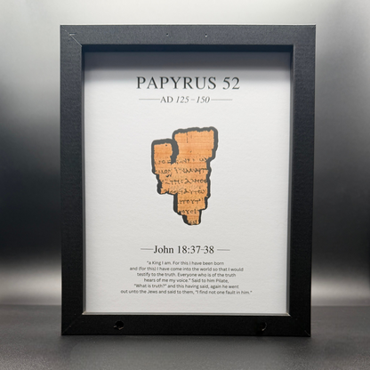 Papyrus 52 (P52) Manuscript Replica 8x10 w/Mat Board | Reversible Front and Back Framed Display