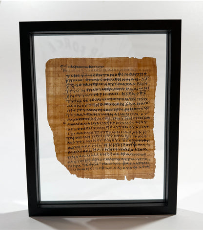 Papyrus 66 (𝒫66) Manuscript Replica | John 3:7-14 & 3:14-20  | Front & Back Glass Display