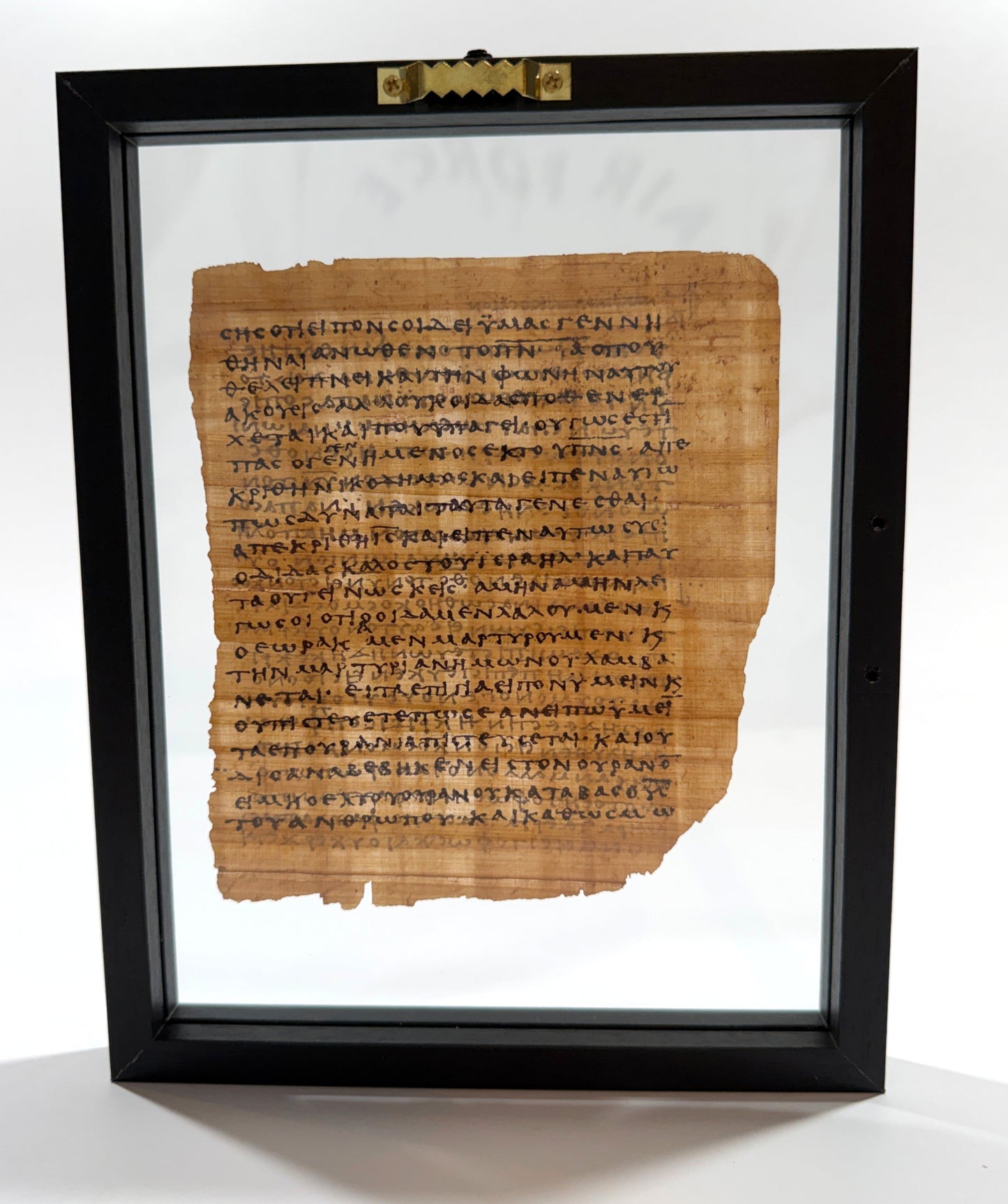 Papyrus 66 (𝒫66) Manuscript Replica | John 3:7-14 & 3:14-20  | Front & Back Glass Display