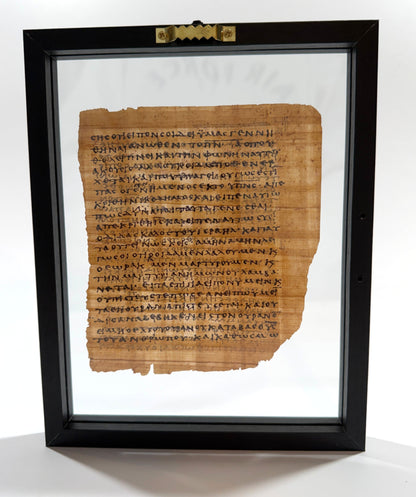 Papyrus 66 (𝒫66) Manuscript Replica | John 3:7-14 & 3:14-20  | Front & Back Glass Display