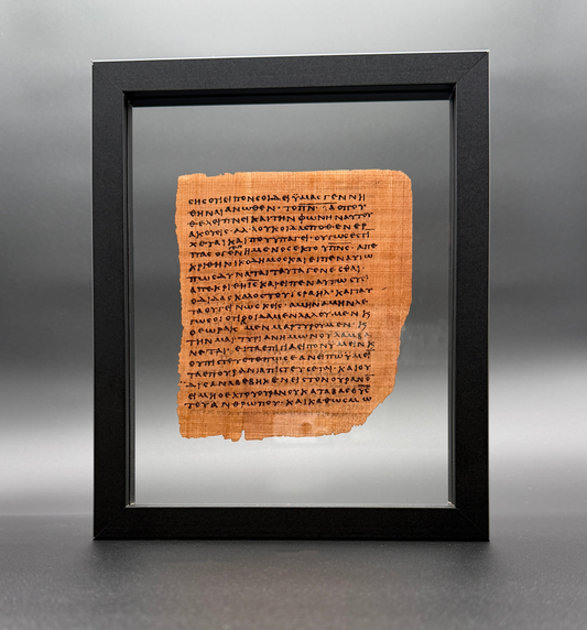 Papyrus 66 (𝒫66) Manuscript Replica | John 3:7-14 & 3:14-20  | Front & Back Glass Display