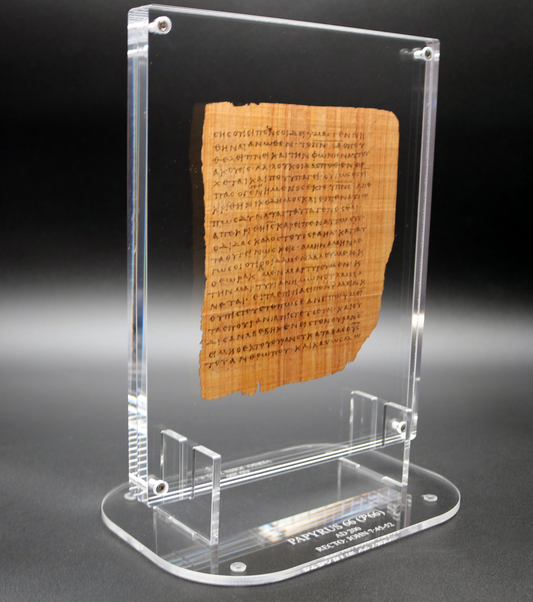 Papyrus 66 (𝒫66) Manuscript Replica | John 7:45–52 & 7:52–8:16 | Front & Back Acrylic Display