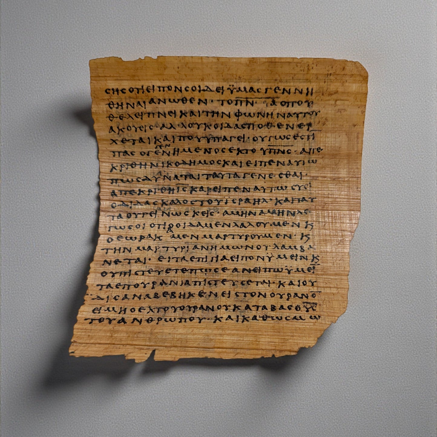 Papyrus 66 (𝒫66) Manuscript Replica | John 3:7-14 & 3:14-20  | Front & Back Glass Display