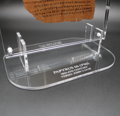 Papyrus 66 (𝒫66) Manuscript Replica | John 3:7-14 & 3:14-20  | Front & Back Acrylic Display