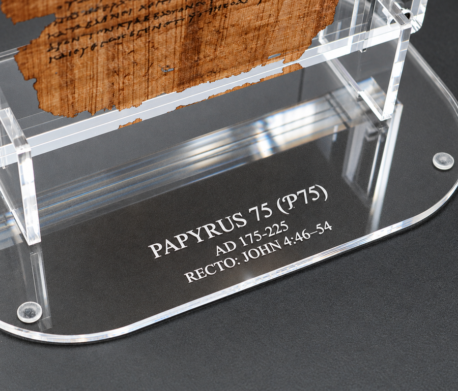 Papyrus 75 (𝒫75) Manuscript Replica | John 4:46–54 & John 5:1–23 | Front & Back Acrylic Display