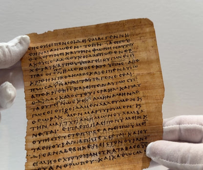 Papyrus 66 (𝒫66) Manuscript Replica | John 3:7-14 & 3:14-20  | Front & Back Glass Display