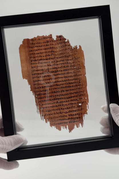 Papyrus 47 (𝒫47) Manuscript Replica | Revelation 13–14 | Front & Back Glass Display